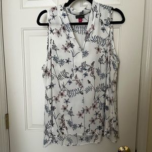 Floral, Semi-Sheer XL Vince Camuto Sleeveless Blouse